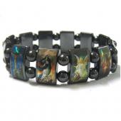 Magnetic Hematite Religious Sealed Icon Bracelet 7.8inch